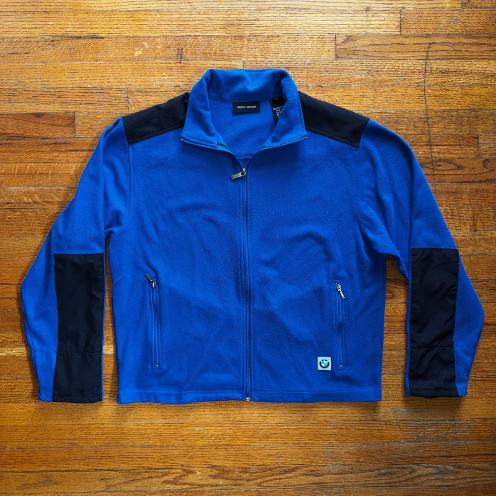BMW Lifestyle Fleece Jacket Mens Blue Zip Up‎ Performance Outerwear Medium